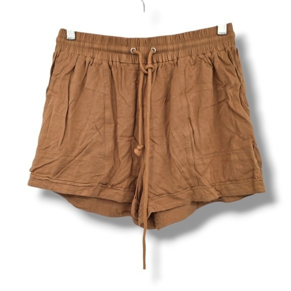 Hem & Thread Womens L Tan Brown Rayon‎ Blend Drawstring Waist Casual Shorts